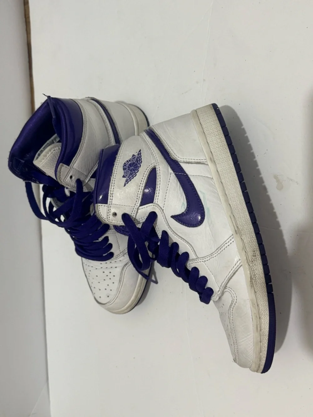 Nike Purple and White High-Top Sneaker Interior Detail